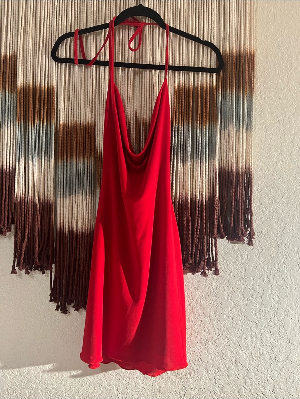 Tiger Mist- Red Cowl Neck Halter Mini Dress